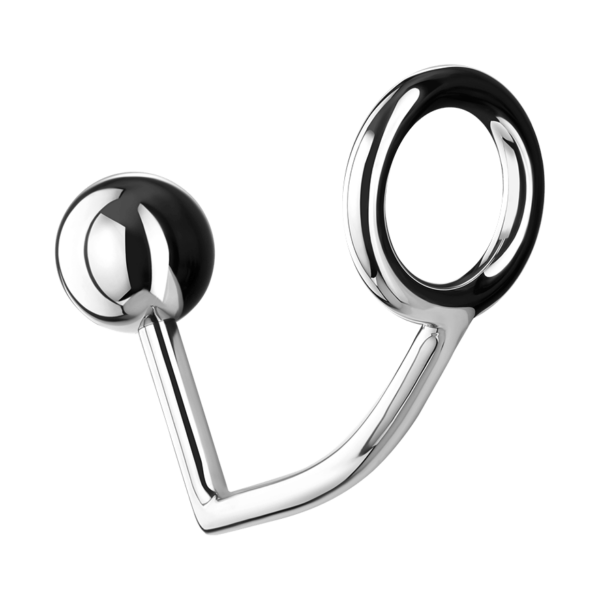 Metall-Penisring mit Analdildo, S, 4cm