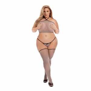 Crop Top G-String & Thigh High Set, 3 Teile