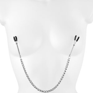 Gummierte Nippelklemme mit Kette