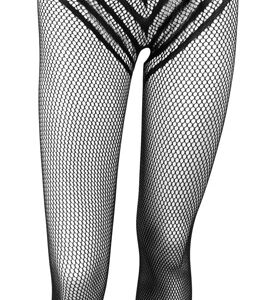 Catsuit ouvert aus weichem Netz mit eingewebtem Streifen-Body