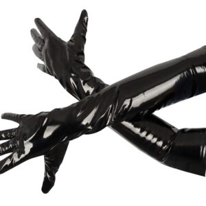 Handschuhe aus Lack mit Stretch-Einsätzen