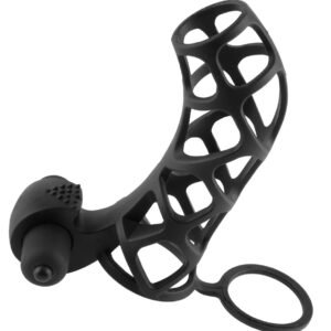Penismanschette „Extreme Silicone Power Cage“, mit Vibration, 12 cm