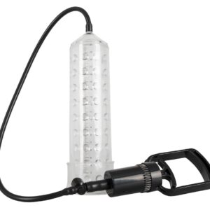 Penispumpe mit Zweifinger-Pumpgriff, Messskala und Noppen-Sleeve